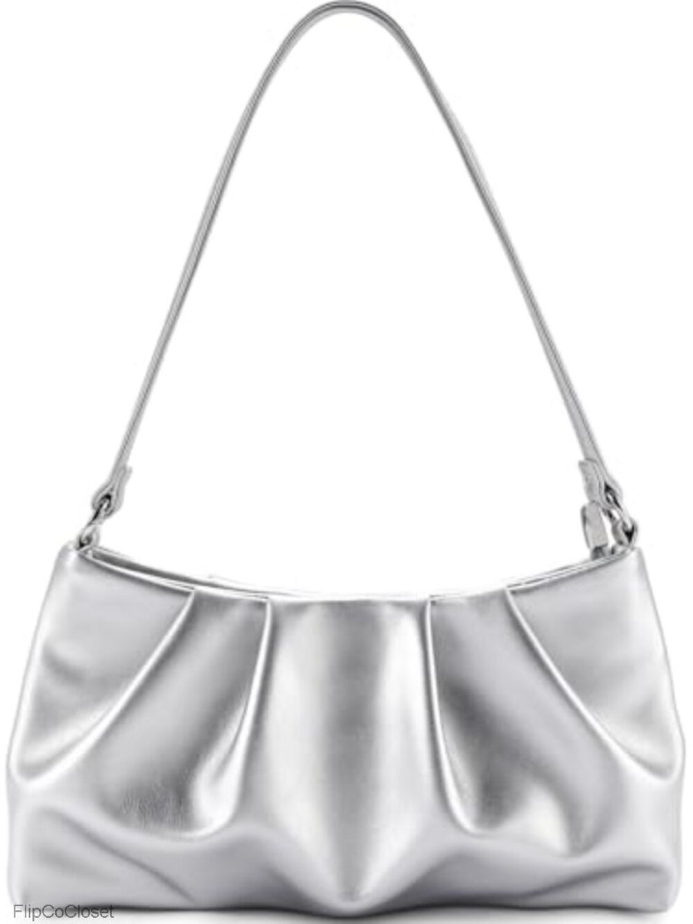 Pleated PU Leather Clutch Evening Bag with Detachable Chain Strap